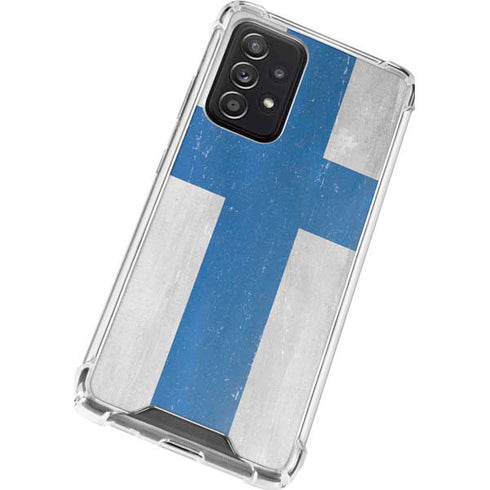 Finland Flag Distressed Galaxy A72 5G Clear Case